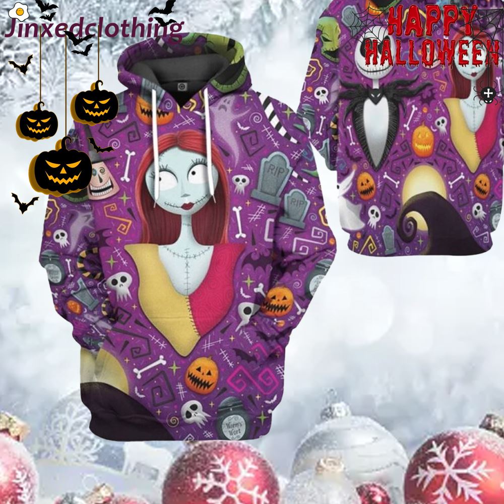 Jack Skellington Hoodie All Over Printed Jack And Sally Costumes For Adults Kids Nightmare Before Christmas Jack Skellington Costume Disney Jack Skellington Shirt 